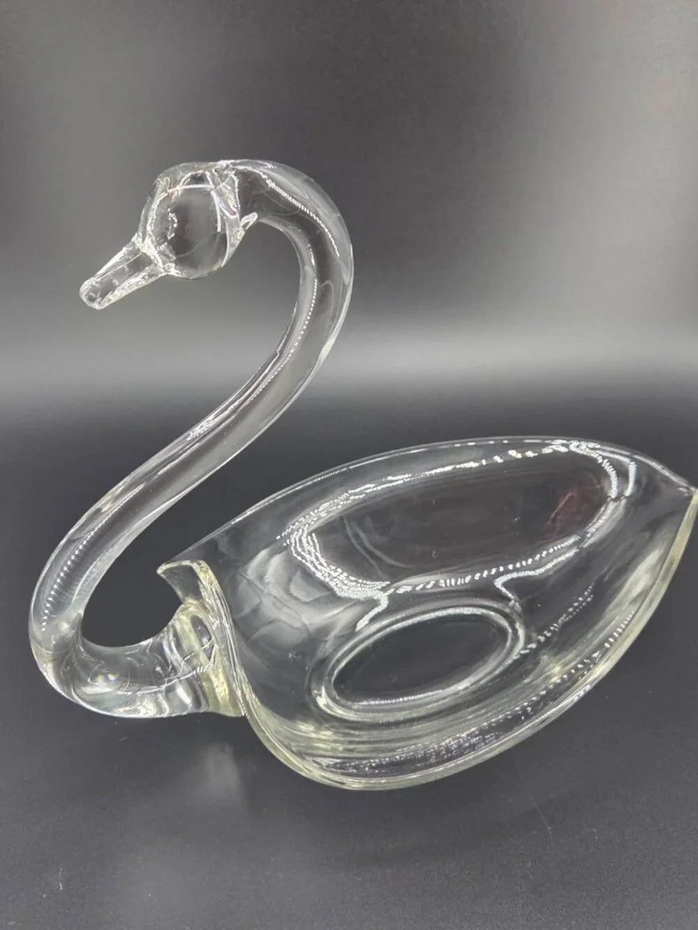 Vintage Duncan Miller Glass Swan Bowl 12